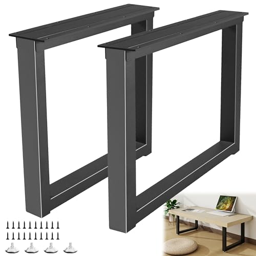 Y-CFHFC Metal Table Legs 16'' Hight 17.7'' Wide Heavy Duty Furniture Legs, Modern Desk Feets with Adjustable Protector Feet for Bench, Coffee End & Side Table (Rectangle Shape, 2pcs)-Black