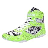  WJFGGXHK Zapatos de Lucha para Mujeres para Hombres, Calzado de Levantamiento de Pesas de Alta tracción Durable Botines de Boxeo Antideslizantes para Luchadores,Verde,37 EU