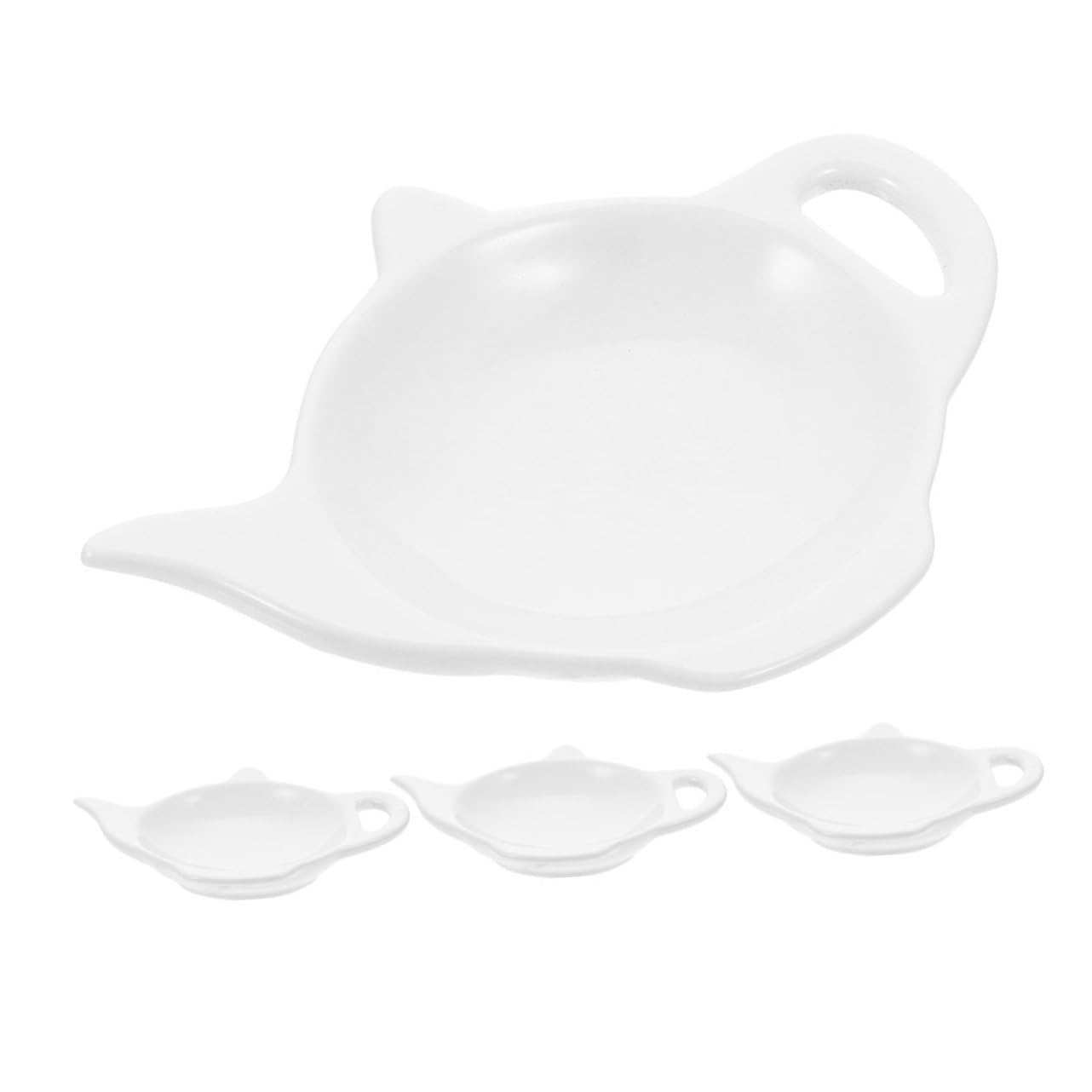 LABRIMP 4pcs Teapot Shape Ceramic Tea Bag Holder Dish Reusable Tea Bag Coaster for Kitchen Creative Design Fine Workmanship Space Saving Accessory
