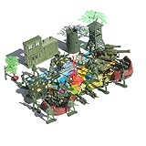 Jouets de table de sable militaires - ensemble comprenant des soldats, des maisons, des drapeaux, des chars, des , deux séries de boîtes, des arbres, etc., ensemble de jeu de soldats militaires