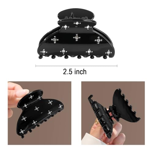 Pinzas para cabello medianas para mujer – Pinzas de agarradera fuertes de 2.5 pulgadas para cabello grueso o fino – Pinzas de garra duraderas antideslizantes miniatura 6
