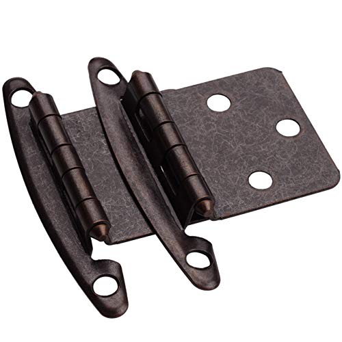 Decobasics (25 Pairs Pack/50 Pcs) Brushed Bronze, Non Self Closing/Free Swinging Variable Overlay Flush Cabinet Hinge #TOP2