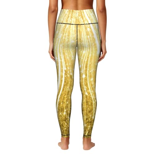 Mallas deportivas de cintura alta para running y gimnasio con estampado dorado 4