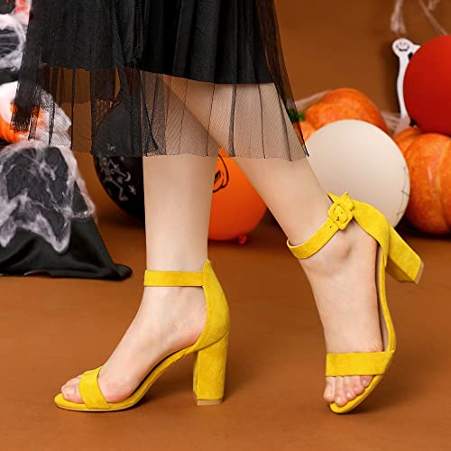 Image of Allegra K Women's Open Toe Chunky High Heel Buckle Ankle Strap Sandals