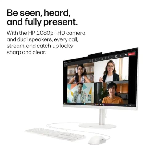 Image of HP OmniStudio 24 inch Full HD All-in-One Desktop Computer, 16GB DDR5 RAM, 128GB UFS Storage, Intel Quad-Core CPU, WiFi 6, Bluetooth 5.4, Keyboard & Mouse, Windows 11