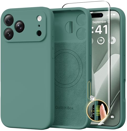 Image of GolbinBox Magnetic for iPhone 17 Pro Case, Silicone Cover, Pine Green
