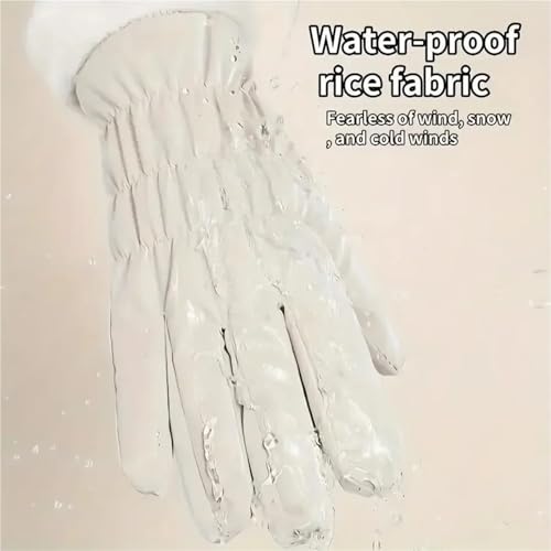 LIZHAYG Guantes Esqui Guantes Acolchados for Pantalla táctil for Mujer, de Forro Polar Grueso y cálido, for Ciclismo, montañismo, esquí, de Felpa de algodón, Impermeables, for Invierno(Beige) - imagen 5