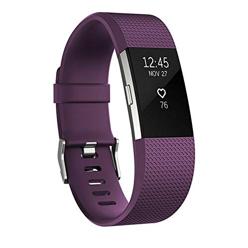 Panda Bobo Compatible with Fitbit Charge 2 Strap Replacement Band Classic Wristband (Large Deep Purple)