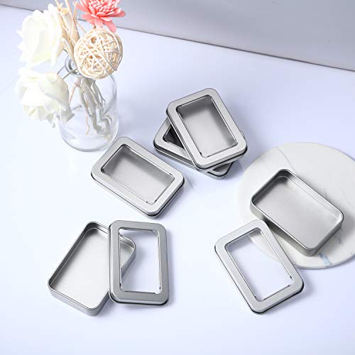 image for TecUnite Metal Tin Box Metal Tins With Lids Clear Top Tins Box Empty S