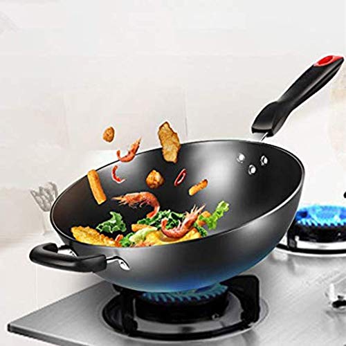 Wok de hierro fundido con base lisa y revestimiento antiadherente miniatura 3