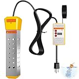 Immersion Water Heater, 2000W Portable Pool Warmer Built-in Thermostat, Bathtub Heater with auto Power Cut-Off & Protective Cover for Inflatable, Above Ground Pools, Buckets, Camping (Yellow)