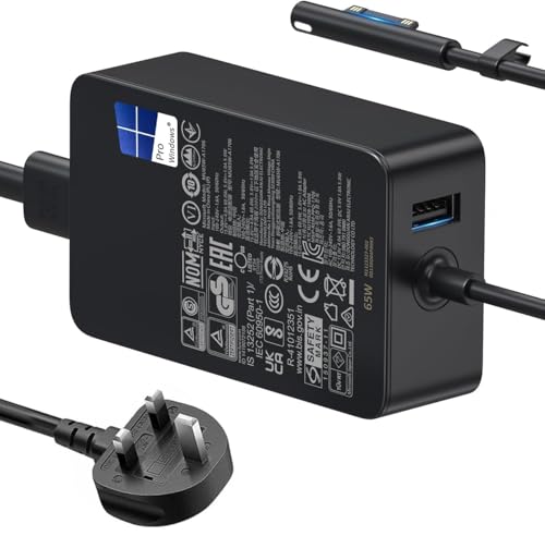 S urface Pro Charger 65W S urface Charger Compatible with microsoft S urface Pro 3/4/5/6/7/8/9/10/11/X and S urface Laptop 1/2/3/4/5/6/7 and S urface Book 1/2/3 S urface Go 1/2/3 Tablet