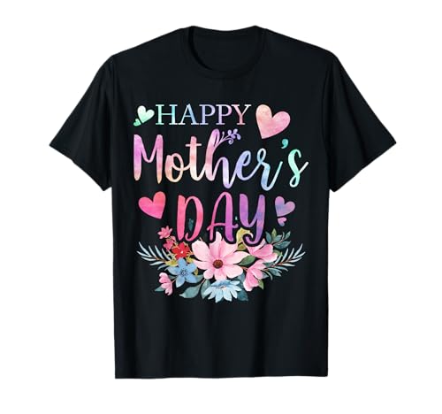 Happy Mother's Day With Floral Mom Mommy Grandma T-Shirt