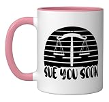 Lawyer Law Justice Bar Exam Paralegal Judge Attorney Ceramic Mug, Pink/White
