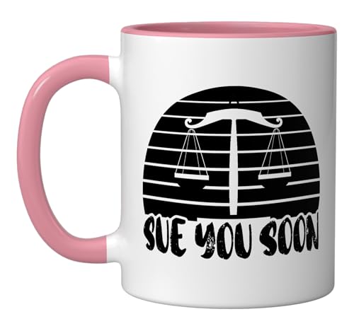 Lawyer Law Justice Bar Exam Paralegal Judge Attorney Ceramic Mug, Pink/White
