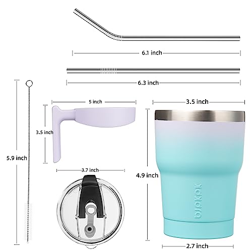 Image of BJPKPK 10 oz Mini Tumbler with Lid, Straw & Handle, Insulated Steel Cup