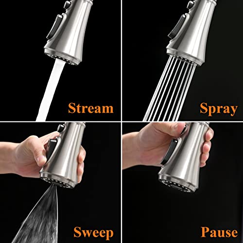 Kitchen Faucet, Kitchen Sink Faucet, Sink Faucet, Pull-Down Kitchen Faucets, Bar Kitchen Faucet, Brushed Pvd, Stainless Steel, Rulia Rb1037 #TOP2