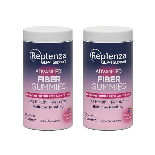 Replenza GLP-1 Support Fiber Gummies Physician Formulated for Gut Health Mixed Berry Flavor 60-Count for Men & Women 2 Pack