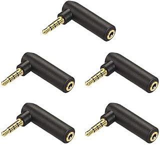 VCE 5-pak 3,5 mm męski do 3,5 mm żeński 90 stopni kąt prosty pozłacany adapter stereo jack