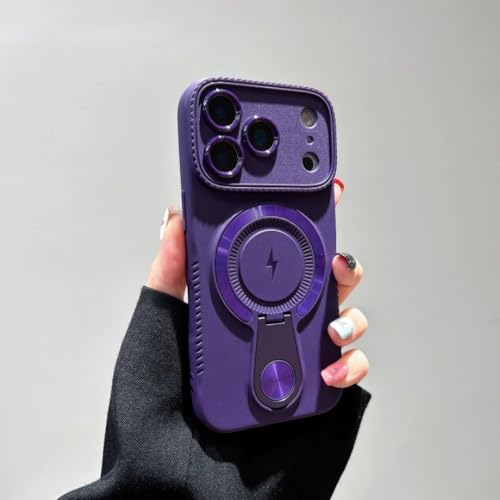 Coque iPhone 14 Pro Max violette avec support caché et charge sans fil