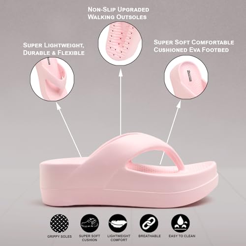 Image of DOCTOR HEALTH SUPER SOFT Women's Hot Pink Flip-Flops Slippers | Flip-Flops | Women's & Girl's Slippers | Comfortable & Lightweight | Soft Foot Massager | All Day Wear Flip-Flops Slipper