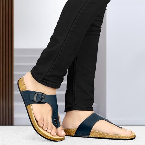 Image of Men V-Shape Thong Slippers | Casual Flip-Flops | Slippers for Men | Lightweight Rubber Sandals | Comfortable Anti-Slip Footwear