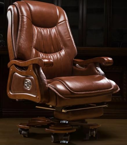 Image of Lakdi The Furniture High Back Director & Executive Chair for Office Luxury Design Made in Plyboard with Leatherette & Recliner & Footrest Best Ergonomic Office Chair - 111011319 Brown