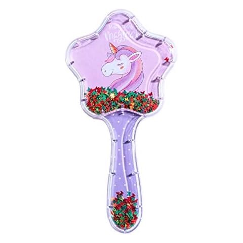 Detangler Hair Brush, Unicorn Hairbrush with Soft Bristles for All Hair Types - For Women, Girls, Kids, Wet Dry Long And Straight Hair - Purple Dot Cover