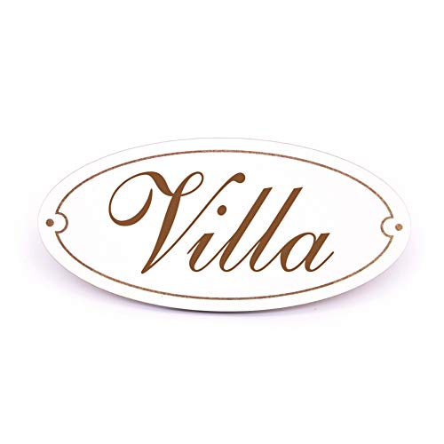 Schild Türschild Oval - Villa - selbstklebend graviert Dekoschild 15x7cm