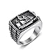 FXLYMR Vintage Hommes Anneaux Bague de Navire, Hommes Noir Steel Steel Steel Custom Tattoos Bagues de Tatouages, Bijoux de Motards Punk Gothique/15