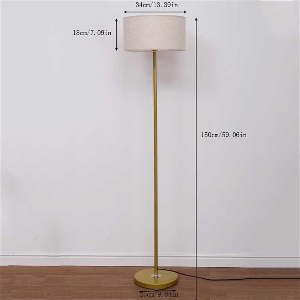 Lampa podłogowa Złota modna lampa podłogowa do salonu, gabinetu, biura, sypialni, lampy stojące z abażurem