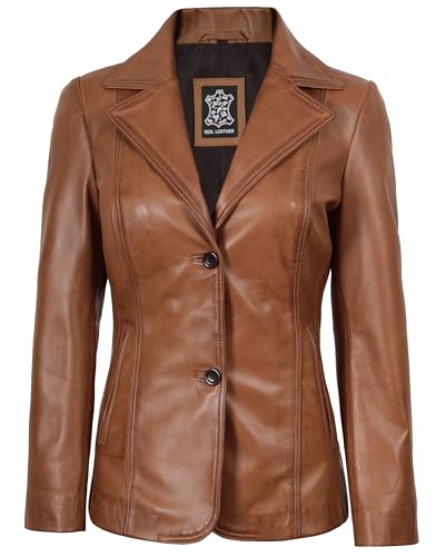 fjackets Disc Genuine Leather Jacket Women - Real Lambskin Leather Blazers & Leather Coats For Women - Surrey Brown | [1313675] XL