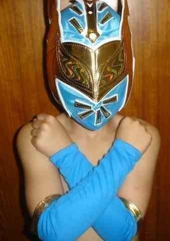 Sin Cara Blue Fancy Dress Up Costume Outfit Suit Gear Wrestlemania Halloween Mask Sleeves Style Wrestling
