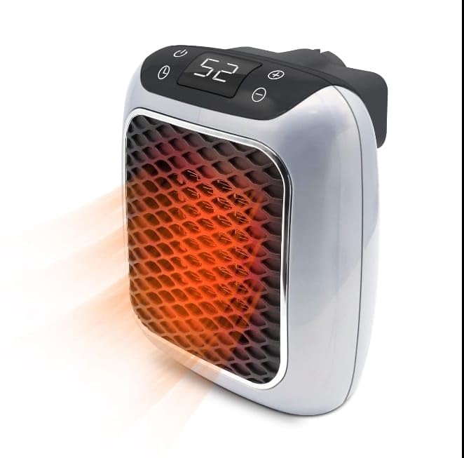 Portable Handy Space Heater, 800W Compact Electric Heater with Dual-Speed Control, Digital Display, 60-90°F Temperature Range, use for room, office,...