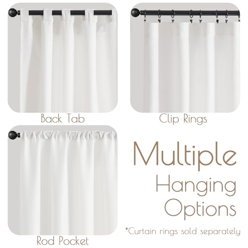 Image of jinchan White Curtains for Living Room Bedroom Linen Textured Curtains 63 Inches Length 2 Panels Farmhouse Casual Weave Back Tab Drapes Light Filtering Window Draps Set