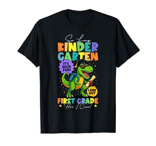 So Long Kindergarten Graduation Class 2025 Dinosaur Kids T-Shirt