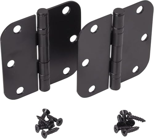 Heavy Duty Ball Bearing Door Hinges Black 3.5 Inch - 5/8 Inch Radius 6-Pack