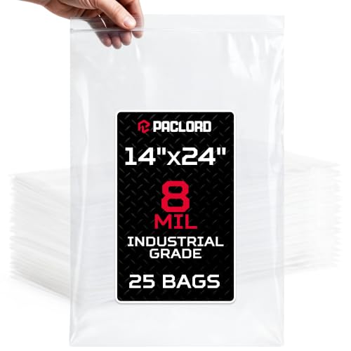 14" x 24" Heavy-Duty Large Zip Plastic Bags, 25 Count