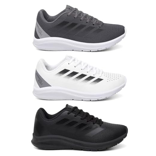 Kit 3 Tênis Masculino Esportivo de Corrida Academia Super Leve e Macio - Cinza/Branco/Preto/42