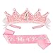CUBACO Birthday Girl Crown and Sash, 4th Birthday Girl Headband Princess Pink Crown 4 Year Old Girl Birthday Gifts Outfit Birthday Decorations,Suitable for Party Favors Decorations