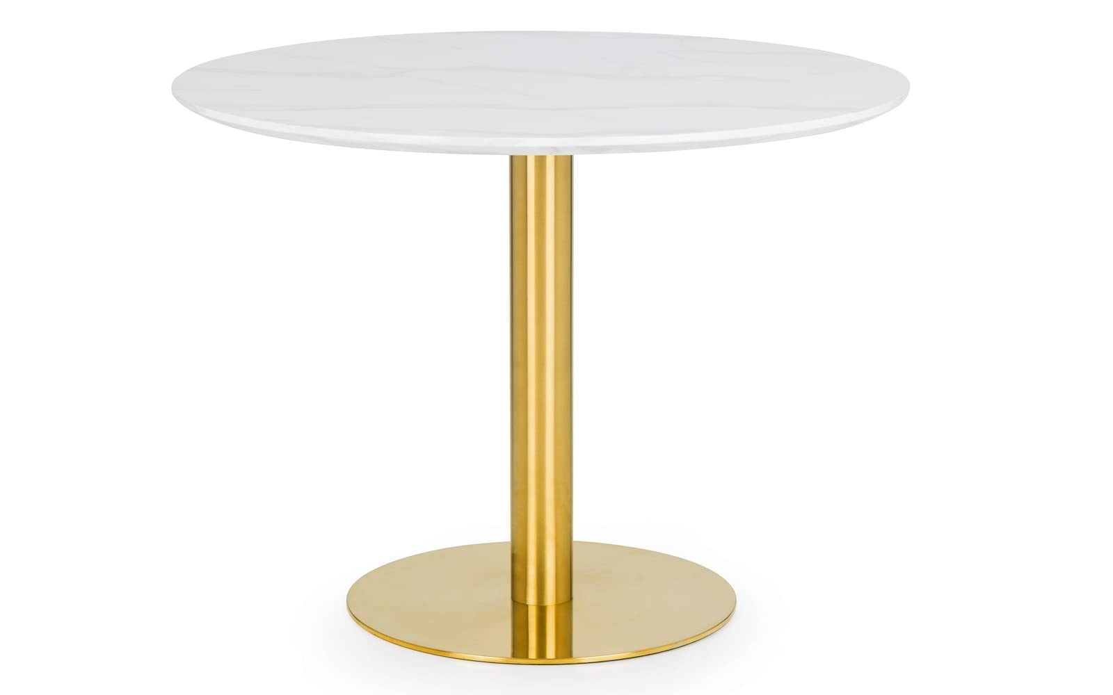 Julian Bowen Palermo Round Pedestal Dining Table - White Marble Gold - 4 Seater