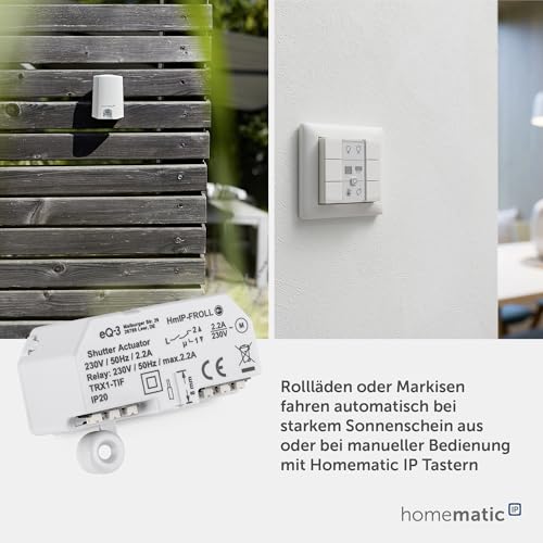 Homematic IP Rollladenaktor – Unterputz, Smart Home, Digitale Steuerung für 1 Rollladen per App, Alexa & Google Assistant, elektrische Rolladen smart nachrüsten, 151347A0