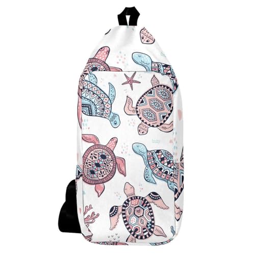 Sac à dos bandoulière tortue de mer et étoile de mer multicolore pour randonnée