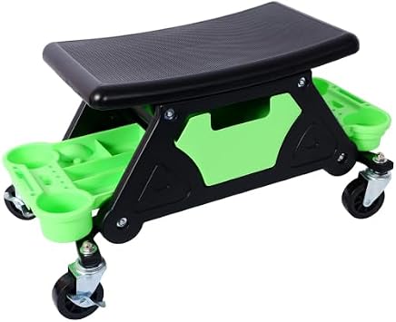 Mechanic Stool 300 LBS Capacity Garage Stool Gift for Men, Heavy Duty Rolling Mechanics Seat, with Three Slide Out Tool Trays and Drawer, Tools for Automotive Auto Repair B Style