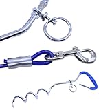 Nicear Set aus Hundepflock und Anbindekabel für den Außenbereich, robuster Pflock und 3 m lange Hundeketten, tragbare Haustierleine für Hof, Camping und Park