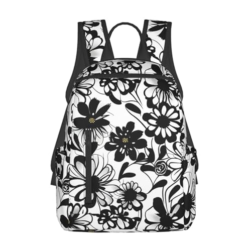Sac à dos léger noir à fleurs pour femme parfait pour voyage et travail