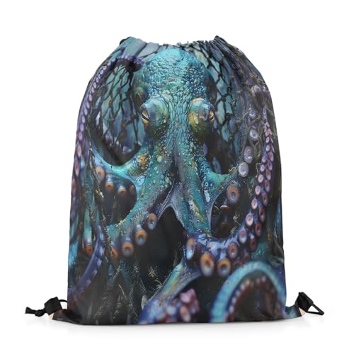 Feelyou Octopus Drawstring Backpack Ocean Kraken Gym String Bag Decor Tentacles Sports Drawstring Sackpack Sealife Sea Animal Drawstring Bags2