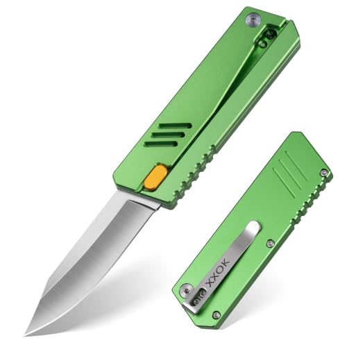 XXOK Pocket Knife tactical knife for Men Multi functional 6.9 Inch EDC Aluminum Practical Lightweight Camping Work knives Green