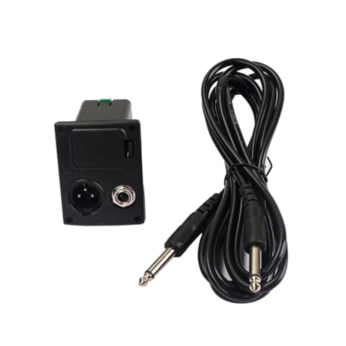 FONDOTIN Acoustic Guitar Battery Box with Pin Output Jack Amp Cable Eq Battery Holder for Active Pickup Electric Guitar Bass Ukulele Easy Access Replacement and Versatile Connectivity
