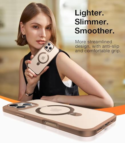Image of AIBEX Back Cover for Apple iPhone 12 Pro Max MagSafe Compatible with OStand Ring Kickstand Magnetic Metal Alloy Ring Wireless Charging | Slim Thin Scratch Resistant Armor Shockproof Protective - Brown